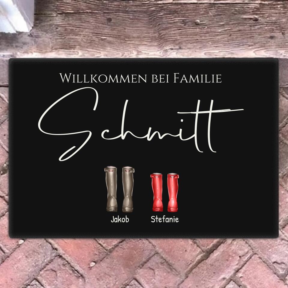 Willkommens Stiefel - Deine personalisierte Familien Fußmatte